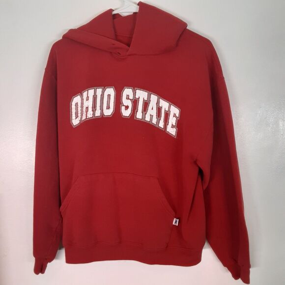 Vtg Y2k 2000s Red Russell Athletic Ohio State Buckeyes University Hoodie Men's M - Picture 1 of 10